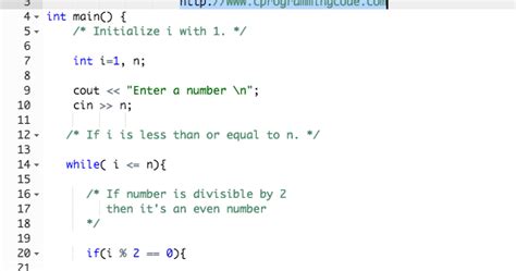 C++ program to Print Even Numbers .
